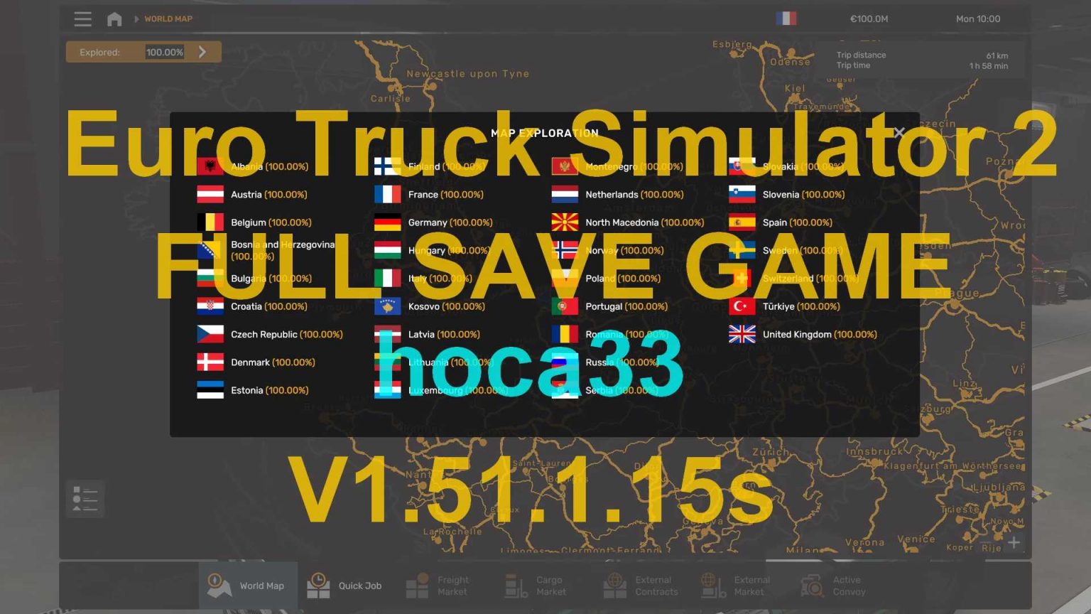 Save Game v1.51.1.15s ETS2 Euro Truck Simulator 2 Mods American