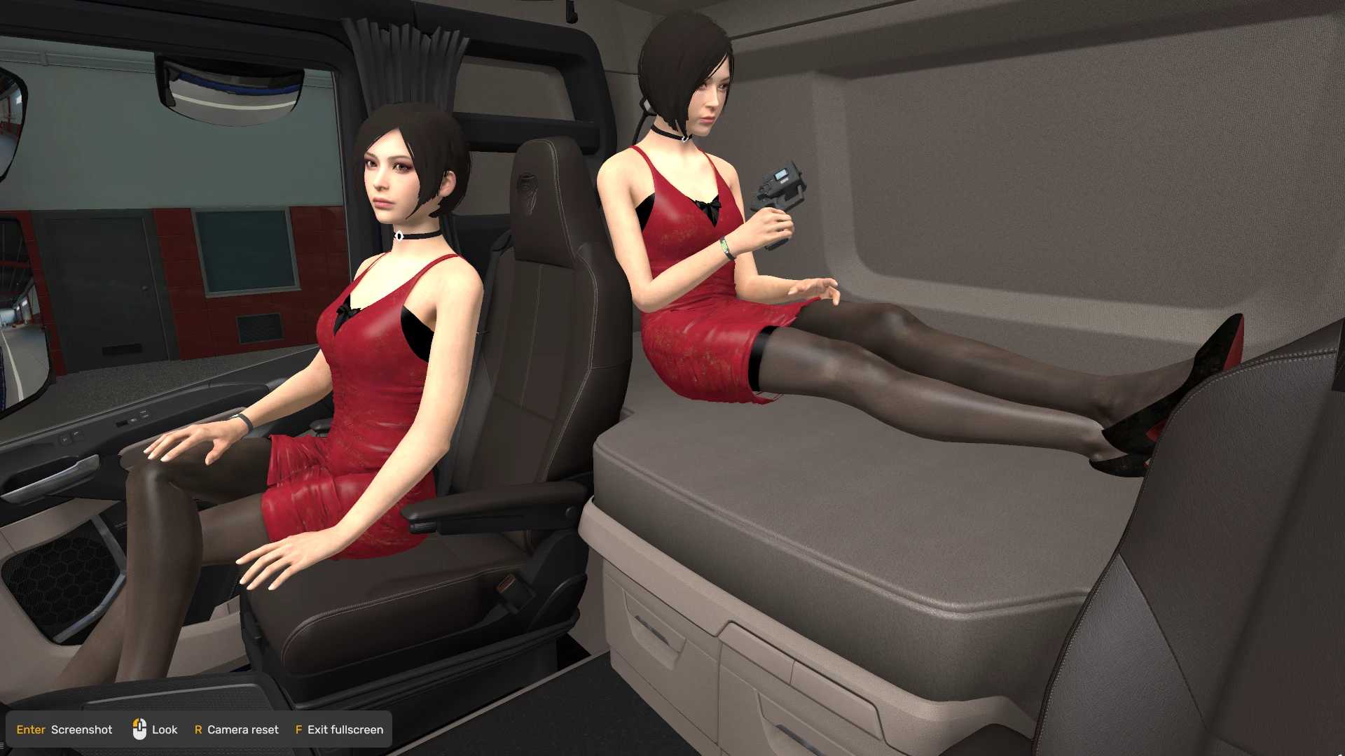 Mod de Ada Wong v1.58 traz co-pilota com animações incríveis para ETS2 e ATS, grátis.