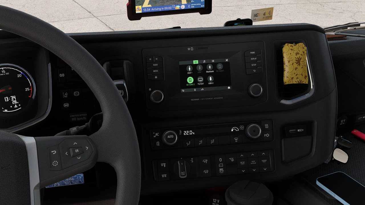 Multimedia display and AC control display for Scania S&R 2016 Standart Interior v1.0 ETS2