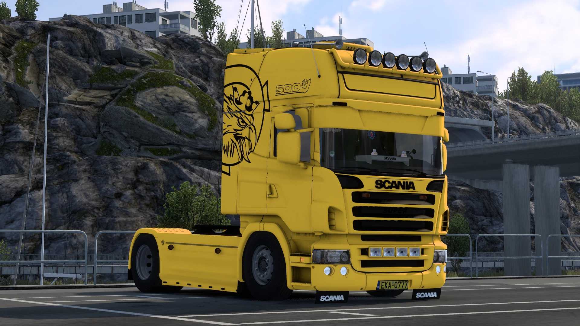Yellow Scania R500 Greek Style v1.0 ETS2 thumbnail 3
