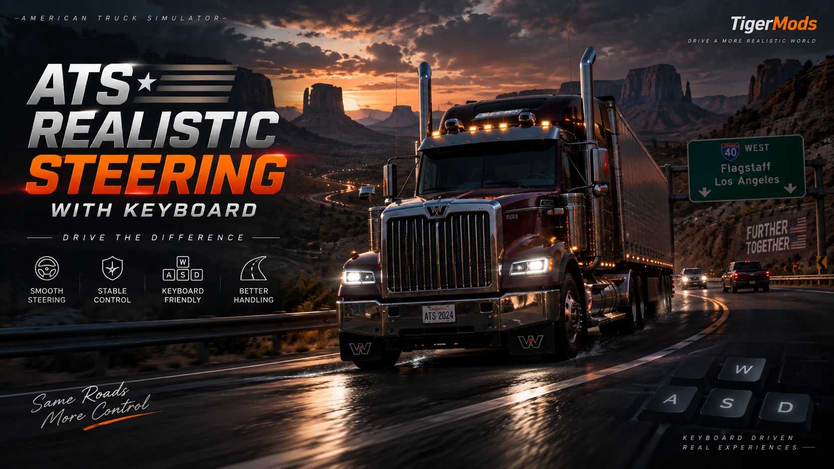 1.61 Realistic Steering with Keyboard v3.1.21 ATS
