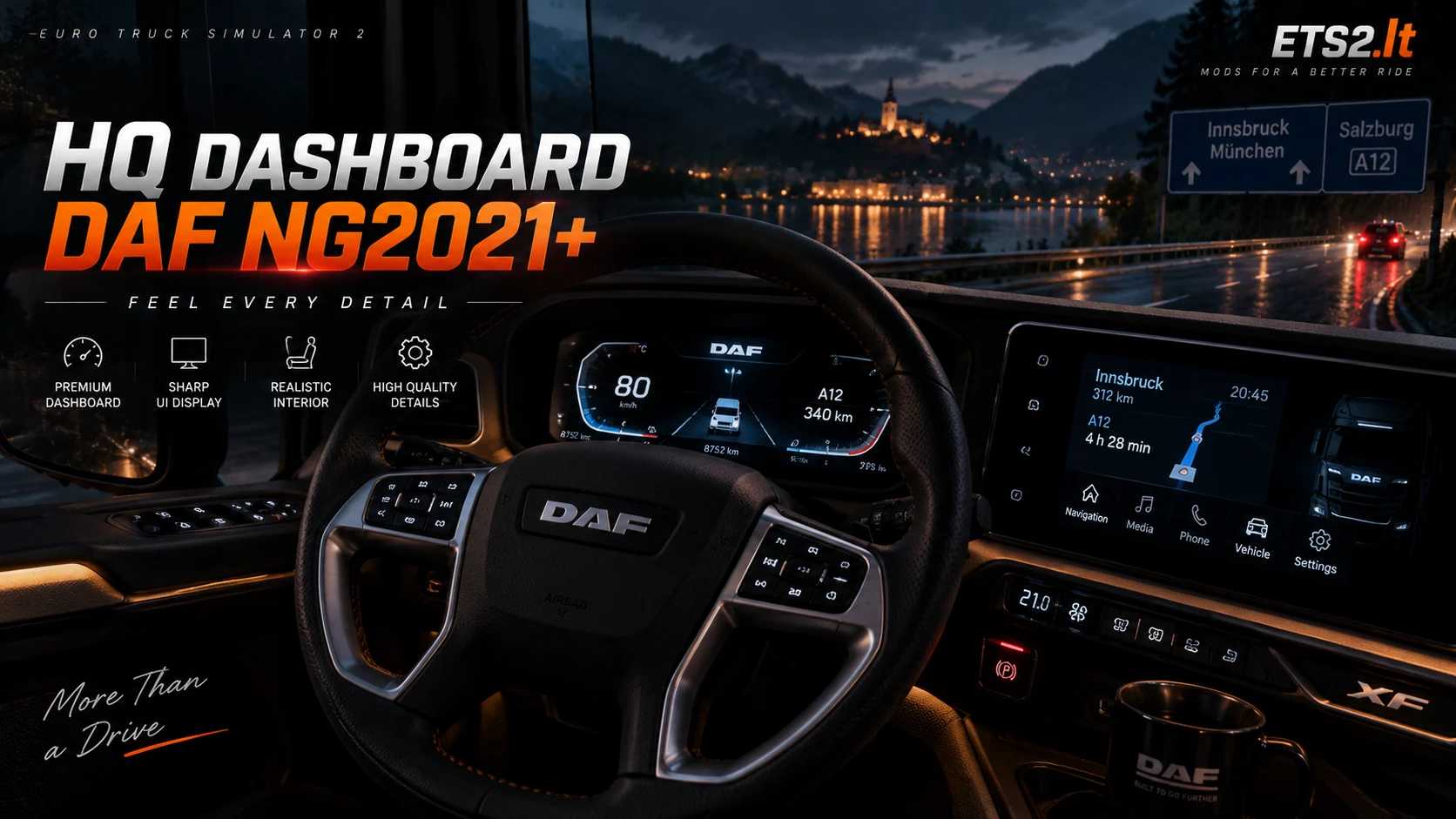 High Quality Dashboard DAF NG2021+ V2.13 ETS2